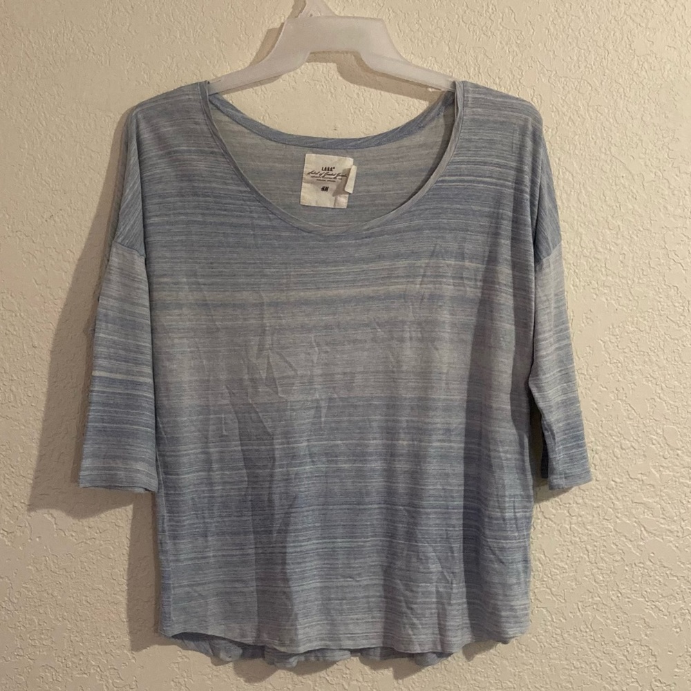 H&M Light Blue 3/4 length sleeve shirt size L
